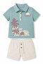 100% Cotton Muslin Fabric Boys' Summer Shorts Set 2602 - 2