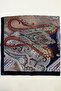 Women's Navy Blue Tan Shawl with Patterned Stitching - 2