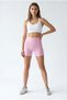 2137 Women's Sports Casual High Waist Gathering Shorts Leggings Pink - 3