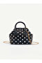 Black Polka Dot Shk334 Faux Leather, Scholarship, Chain Strap, Scarf Gift, Hand, Arm and Shoulder Bag - 5