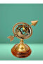 Brass Armillary Sphere Astrolabe with Wooden Base – Maritime Nautical Décor(H:5.5"W:3") - 2