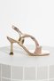 Women's Style Heeled Stone-Embellished Evening Shoes and Bag Set in Gold - 5