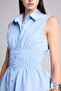 100% Cotton Fitted Poplin Sleeveless Blue Shirt I0928Ax26Sm - 4