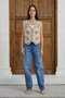 Beige Women's Floral Embroidered Linen Look Vest V-Neck Buttoned Casual Stylish Vest - 5