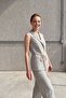 My Fashion Striped Shawl Collar Vest and Wide Leg Pants Set - 3