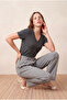 Women's Medium Gray Melange Viscose / Polyester Blend Regular Fit V-Neck Short Sleeve T-Shirt Ellis
