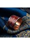 Copper Claret Red Black Textured Patterned Wide Form Adjustable Ring - 6