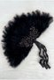 Black Bridal Fan, Sparkling Vip Laced Henna Fan, Bridesmaid Circumcision Fan Large Size Fan 60*35