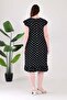 Women's Black and White Polka Dot Pattern Ruffled Sleeves and Hem Plus Size Wrinkled Dress - 7