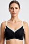 Women's Black Underwire-Free, Unpadded, Removable Padded Laser Cut Bra