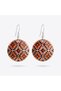 Copper Red Beige Ethnic Patterned Dangle Earrings - 5