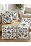 Mediterranean Inspired Sea Themed Digital Printed Set of 4 Throw Pillow Covers + Gift 45X100 cm Table Runner - 2