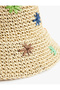 Floral Straw Bucket Hat - 3