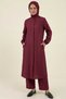 Burgundy 100% Cotton Muslin Fabric Zippered Comfortable Fit Hijab Women's Set-Hajj and Umrah Outfit - 3