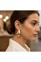 Damla Model Gold Color Stainless Steel Earrings 4 cm - 2
