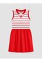 Lcw Kids Red Striped Bow Detailed Girls' Dress