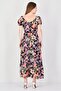 Women Floral Pattern Midi Casual Dress, Multicolor - 4