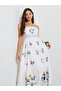 White Floral Print Strappy Maxi Dress - 2