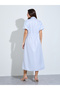 Blue Striped Shirt Midi Dress - 4