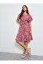 Red Ditsy Print A-Line Knee Length Dress