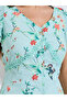 Green Floral Print V Neck Maxi Dress - 4