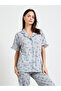 Grey Ruffle Seam Detail Sheep Print Shirt and Pyjama Set - 2