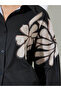 Black Longline Embroidered Shirt - 4