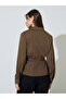 Brown Long Sleeve Drawcord Waist Shirt - 5