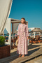 Women's Floral and Leaf Pattern Buttoned Waist Tie Linen Dress Pink - 4
