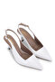 Women's Genuine Leather White Heeled Shoes - 2