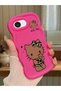 iPhone 16E Compatible Case Camera Protector Red Silicone Couple Phone Case Kitty Pattern