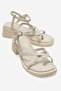 Cirelle Beige Genuine Leather Flip-Flop Women's Thick Heeled Sandals