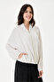 Beige Italian 100% Linen Embroidered Zippered Low Sleeve Oversize Linen Blouse Blouse Size 38 - 44 - 3