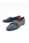 Women's Genuine Leather Ballerinas Navy Blue - 4