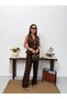 Women's Linen Button Detailed Vest Trousers Jewelry Stylish Two-Piece Set - 6