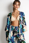 Patterned Summer Viscose Kimono Trousers Set Lrn0013 Blue Green - 3