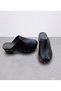 Women's Black Genuine Leather Trocked Sabo Slippers with Wooden Soles and Staples - 5