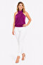 Women's Plus Size Purple Draped Hanging Neck Tie-Neck Short Blouse 65N39577 - 5