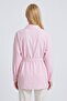 Pink Slit Detailed Belted Oversize Fit Long Shirt - 7
