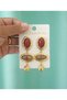 Antique Vintage Earrings with Burgundy and Beige Stones - 3