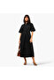 Lapel Collar Midi Cotton Shirt Dress with Tie-Up Belt - 4