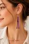 Purple String Earrings Handmade Bohemian Dangle Earrings for Women - 3
