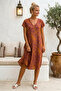 Orange-Purple V-Neck Short Sleeve Patterned Casual Viscose Woven Dress 113 64 - 4