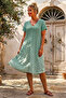 Mint V-Neck Short Sleeve Lined Brodelee Casual Cotton Woven Dress 113 55 - 6