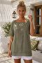 Khaki Pool Collar Low Sleeve Skirt and Mesh Flower Appliqué on the Sleeve End Casual Woven Blouse 68 68 - 4