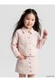 Pink shirt collar girl's gabardine jacket