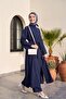 Tunic, Long Slit Pants, Pocketed Modal Set - Dark Blue - 3