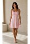 Women's Dusty Pink Rope Strap Dress with Drawstring Detail in Soft Elastane Fabric - 3