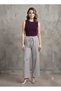 Women's Linen-Look, High-Waisted, Elastic Waist and Lace-Up, High-Waisted Wide-Leg Pants