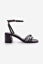 Women's Blunt Toe Ankle Thin Cross-Strapped Thick Heeled Sandals Dovina Black - 7